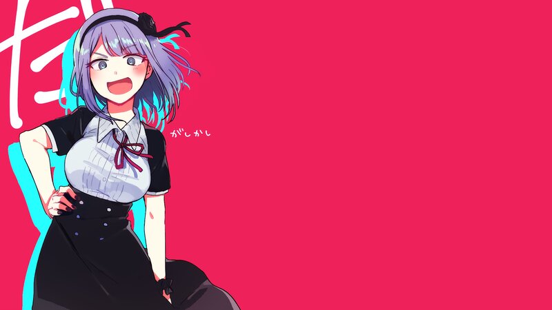 Anime Girl with Purple Hair — Red, Energetic