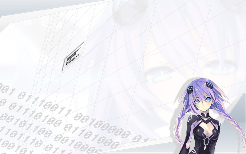 Anime Girl with Purple Hair — Serene, Binary Code