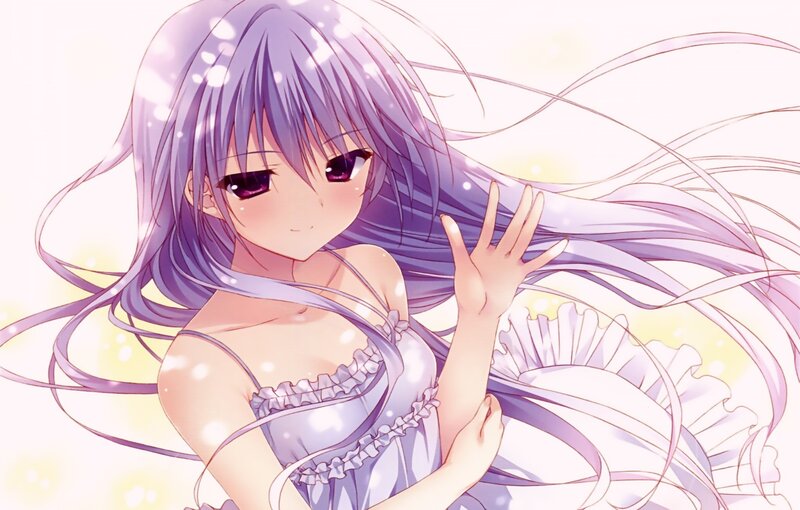 Anime Girl with Purple Hair — Serene, Dress