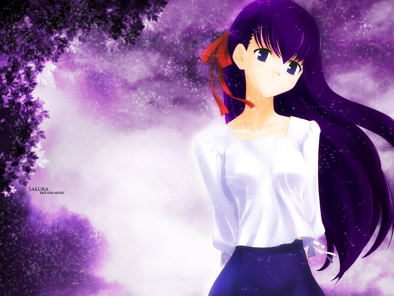 Anime Girl with Purple Hair — Serene, Night