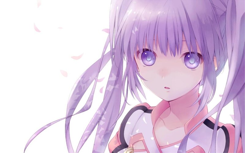 Anime Girl with Purple Hair — Serene, Spring, Eyes
