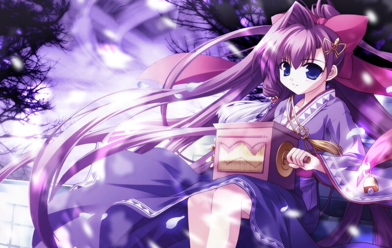 Anime Girl with Purple Hair — Serene, Winter