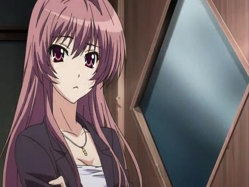 Anime Girl with Purple Hair — Serious, Jacket