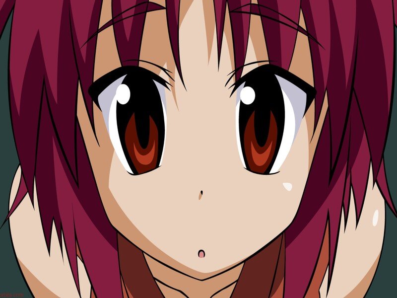 Anime Girl with Purple Hair — Surprised, Eyes