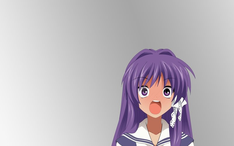 Anime Girl with Purple Hair — Surprised, School Uniform