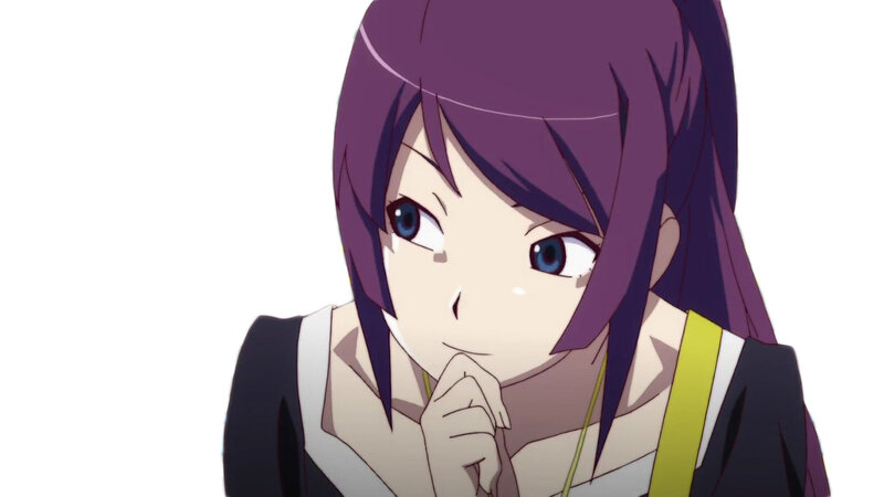 Anime Girl with Purple Hair — Thoughtful, School Uniform, Blue Eyes