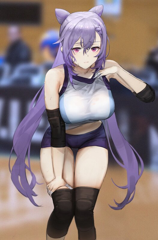 Anime Girl with Purple Hair — Tired