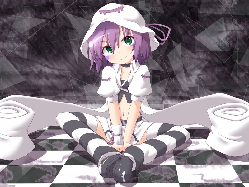 Anime Girl with Purple Hair — White, Calm, Hat
