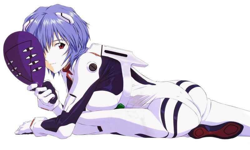 Anime Girl with Purple Hair — White, Calm