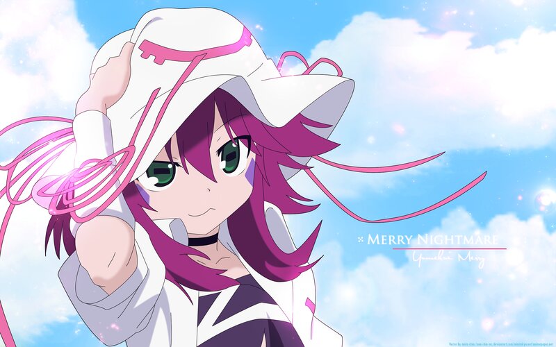 Anime Girl with Purple Hair — White, Cheerful