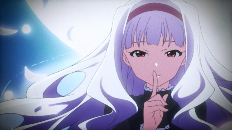Anime Girl with Purple Hair — White, Dramatic