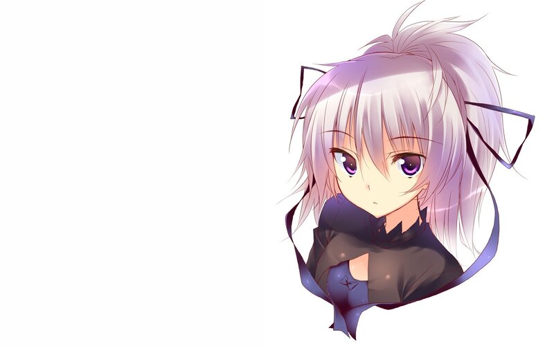 Anime Girl with Purple Hair — White, Neutral