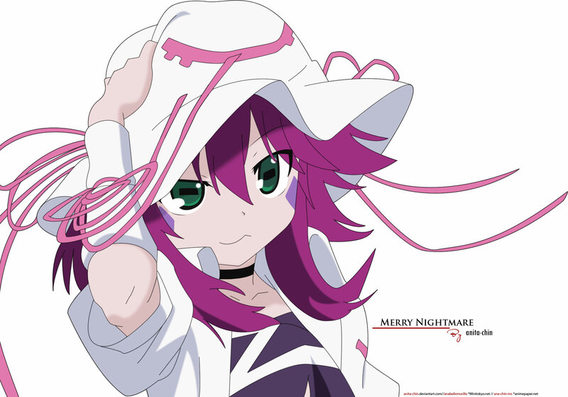 Anime Girl with Purple Hair — White, Playful