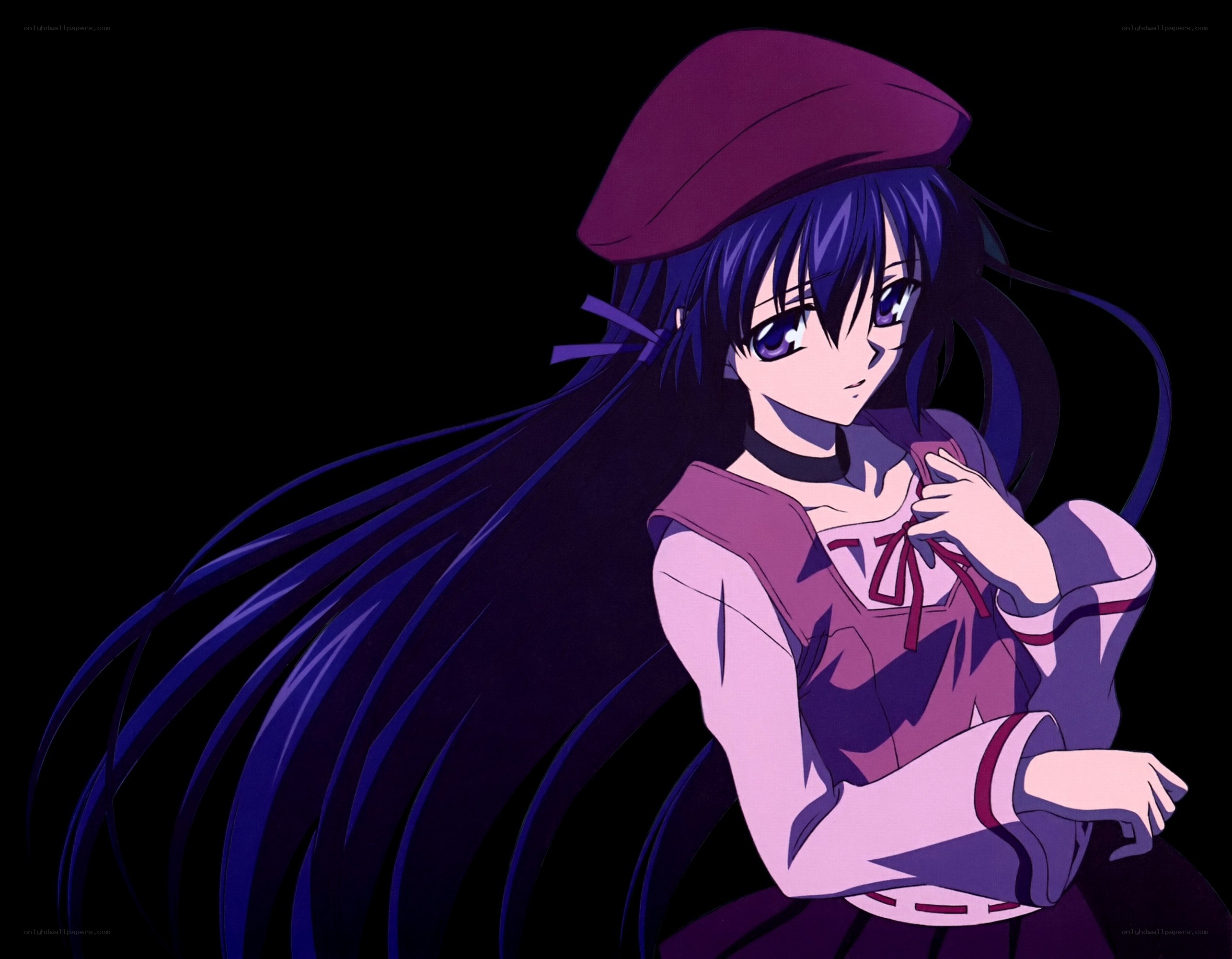 anime girl with purple hat