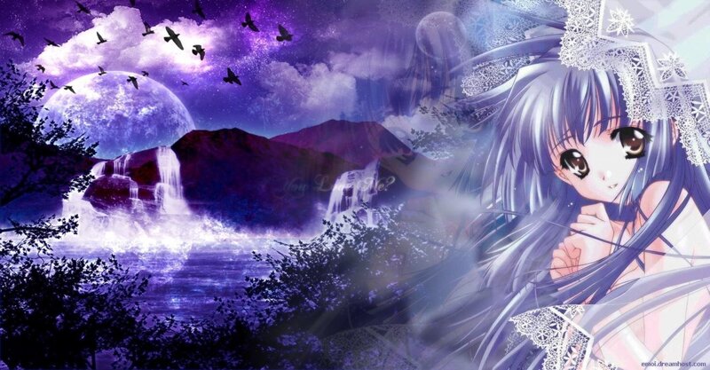 Anime girl with purple moon