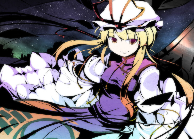 anime girl with purple outfit