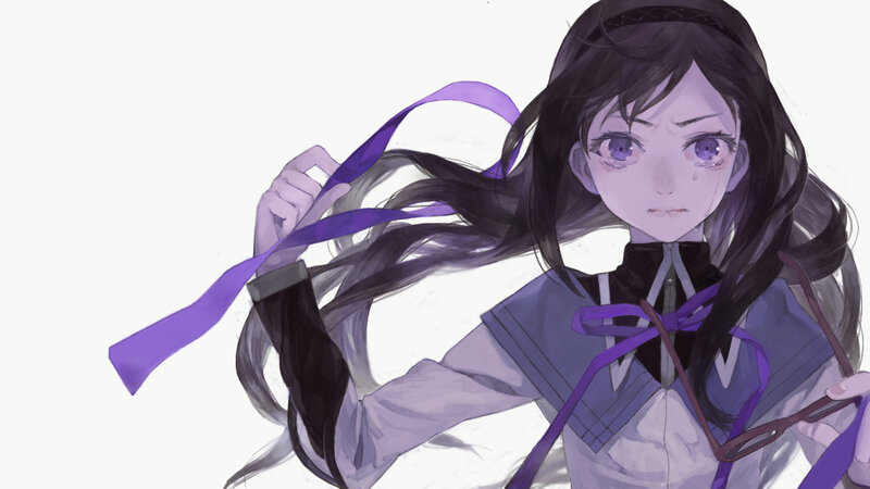 anime girl with purple ribbon