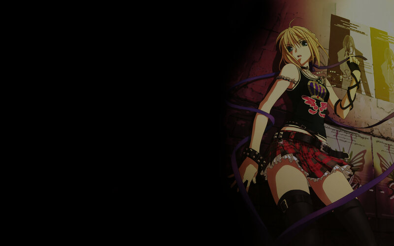 anime girl with purple ribbons