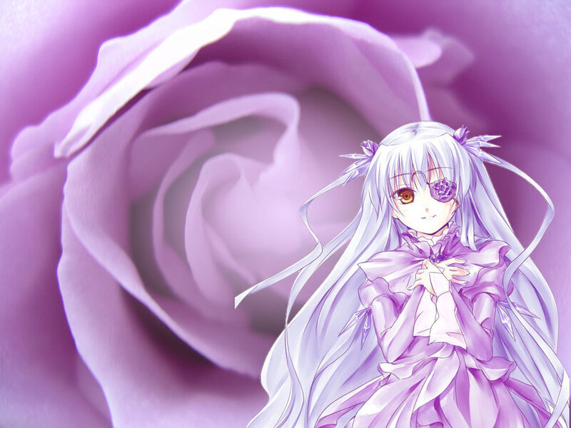 anime girl with purple rose