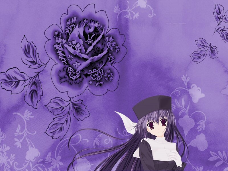 anime girl with purple rose
