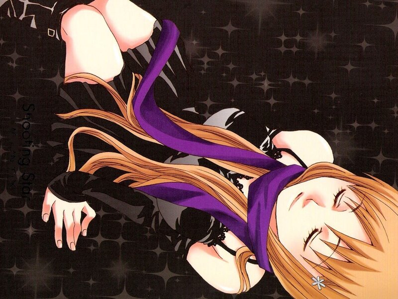 anime girl with purple scarf