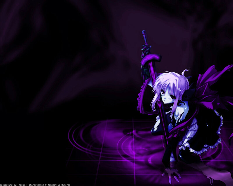 anime girl with purple sword