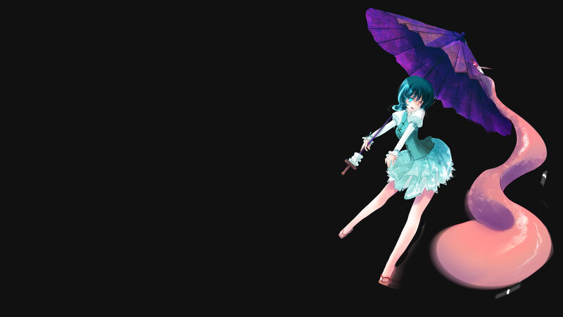 anime girl with purple umbrella