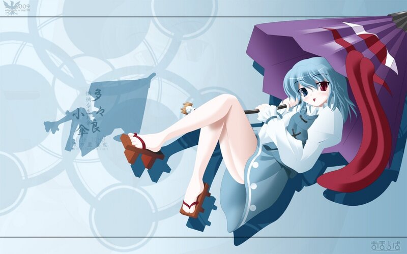 Anime girl with purple umbrella