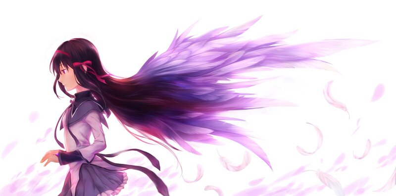 anime girl with purple wings