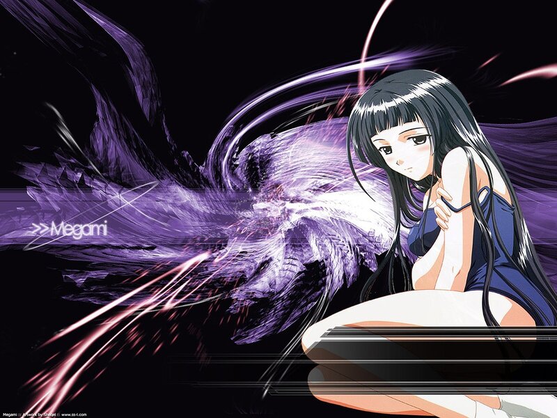 Anime girl with purple wings
