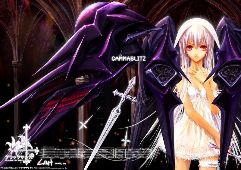 Anime girl with purple wings