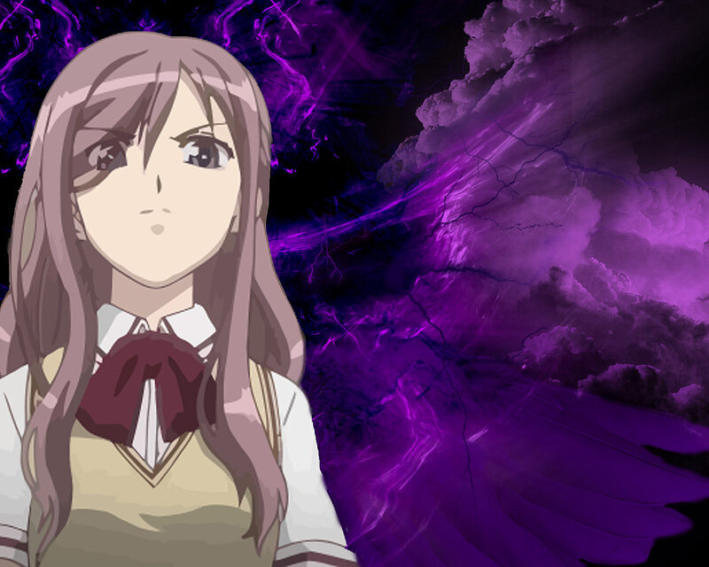 anime girl with purple wings