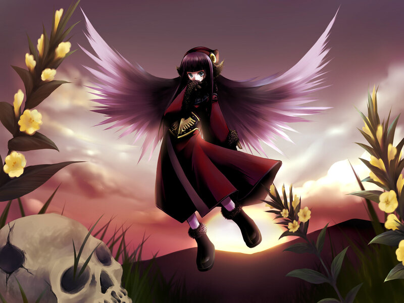 Anime girl with purple wings