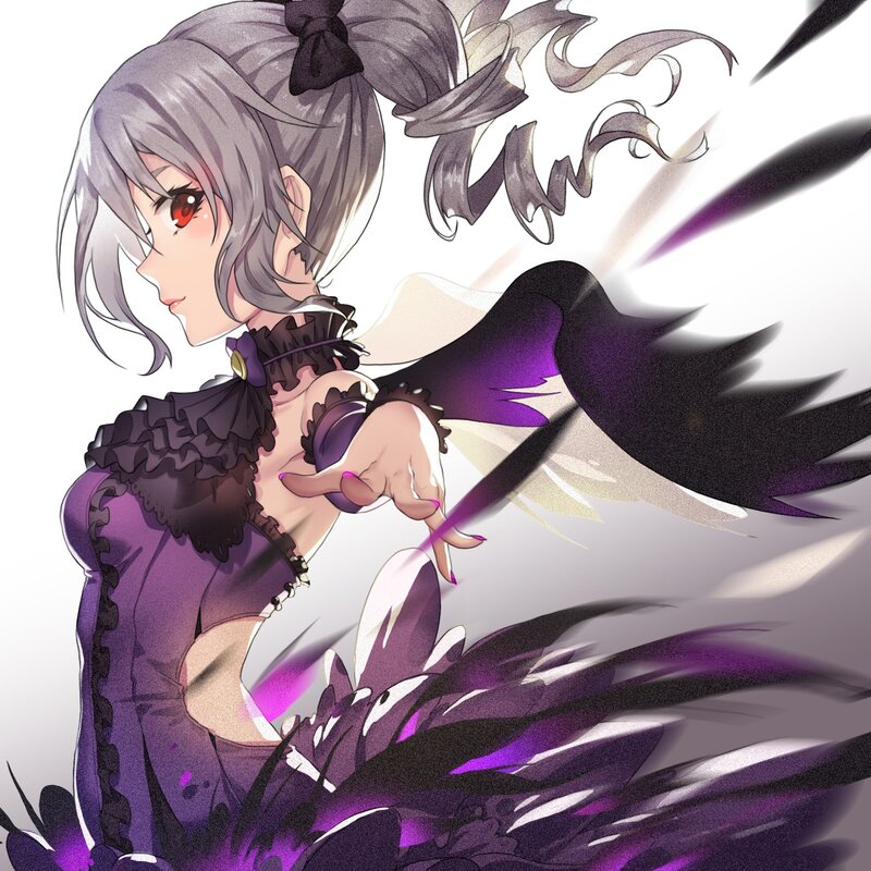 Anime Girl with Purple Wings — Dramatic, Digital Art