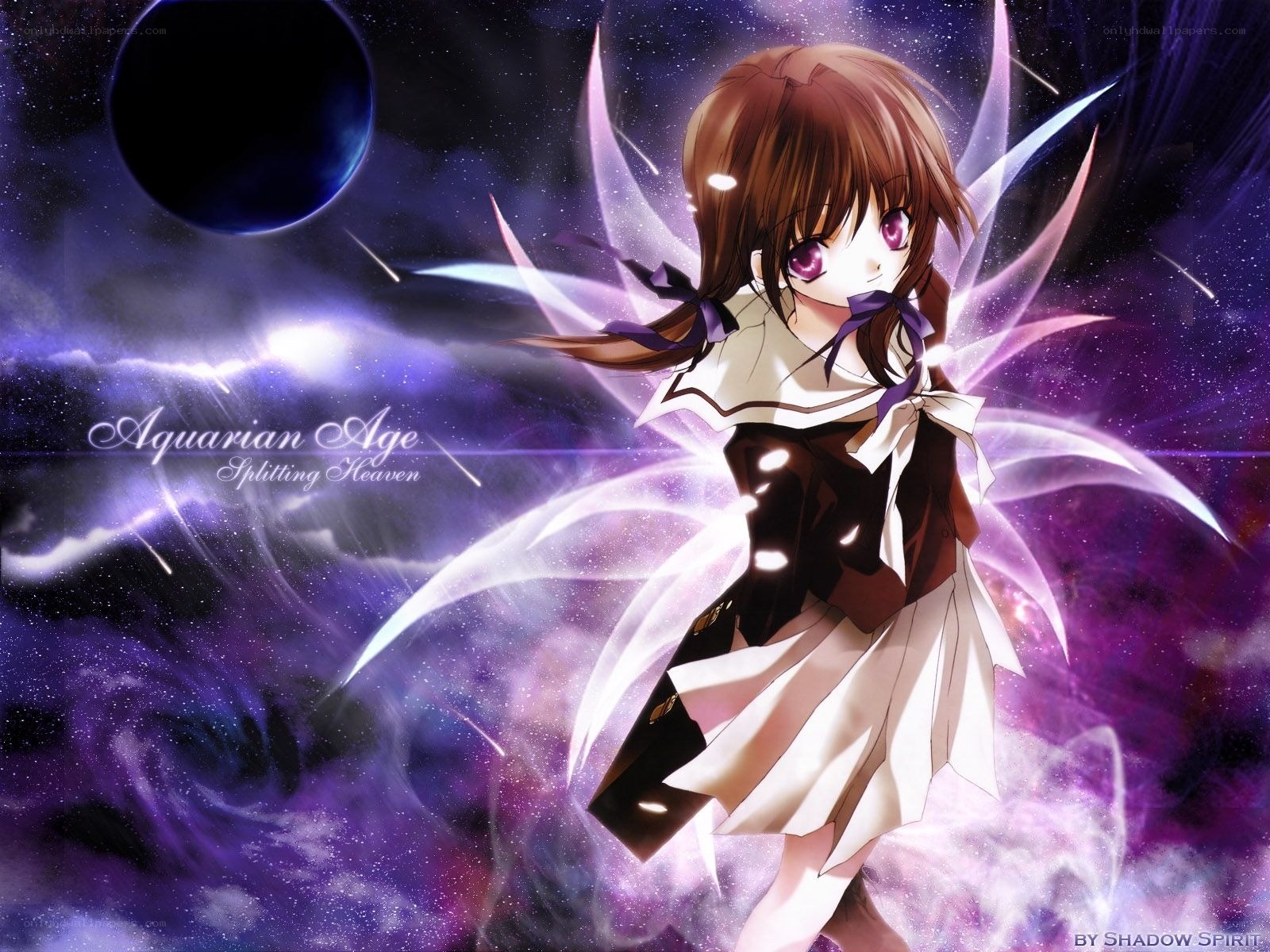 Anime girl with purple wings