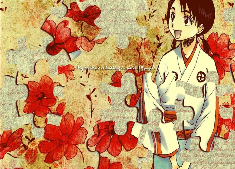 Anime girl with puzzle pieces