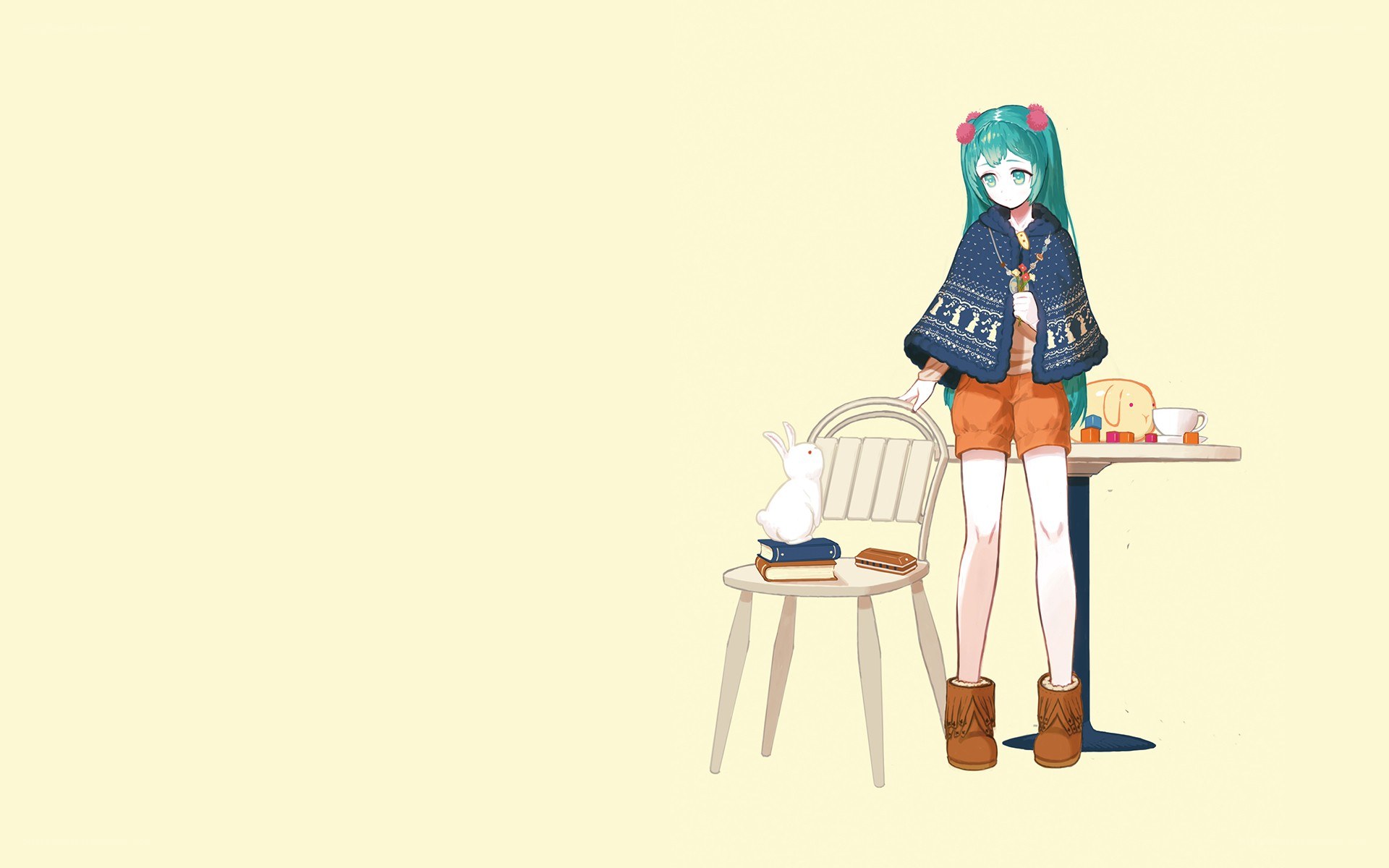anime girl with rabbit