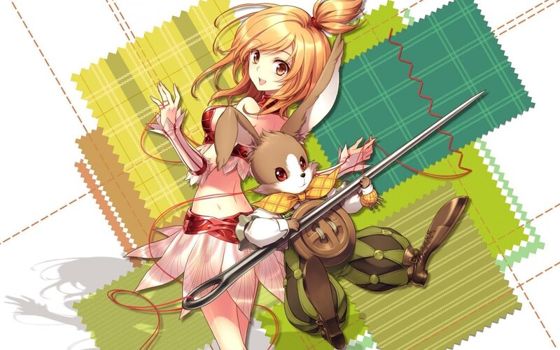 Anime girl with rabbit and needle