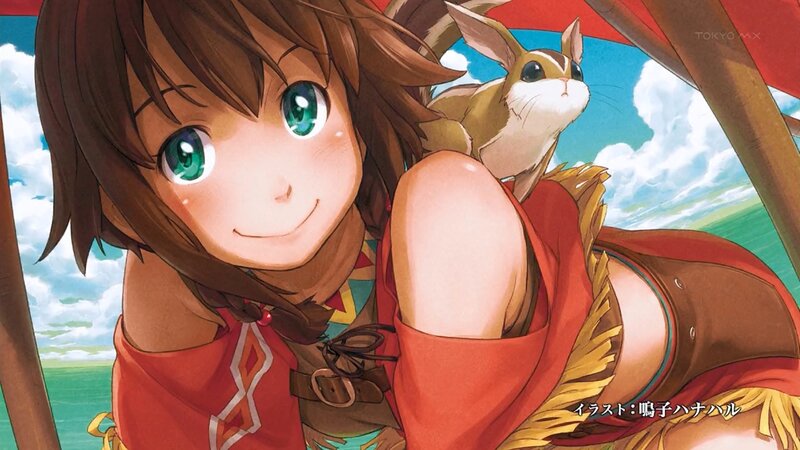 Anime girl with rabbit companion