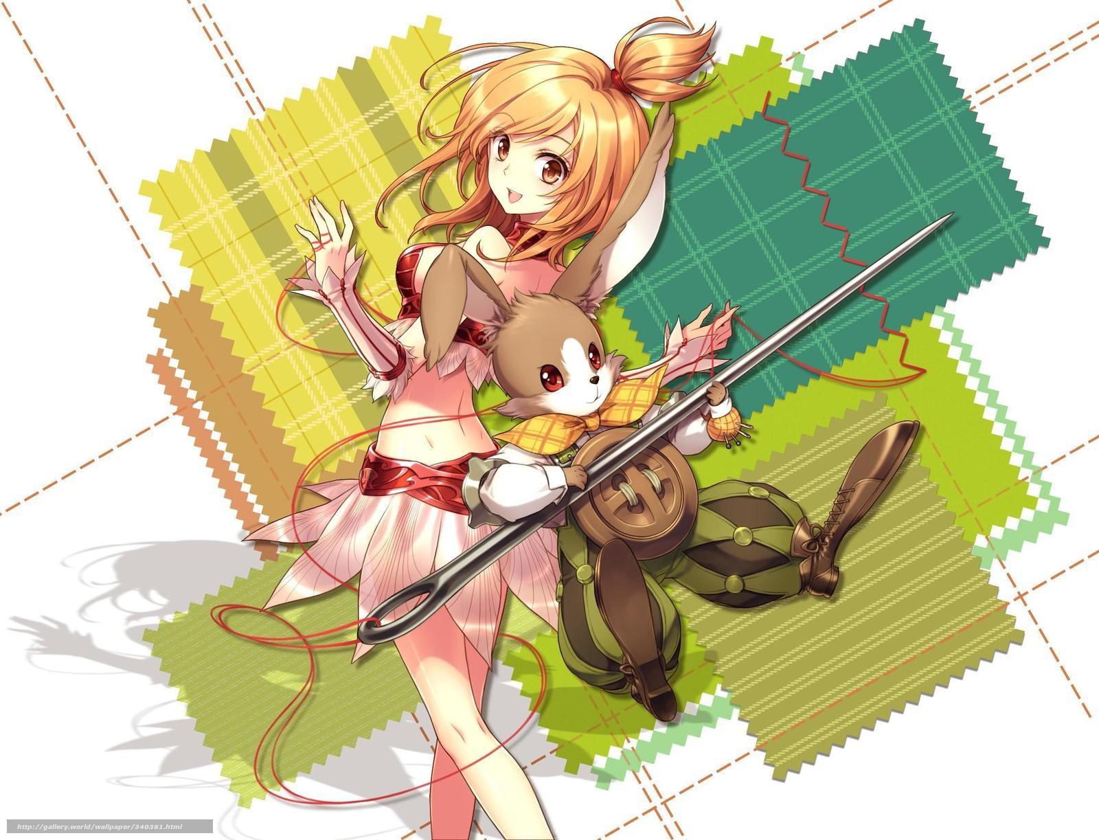 Anime girl with rabbit companion