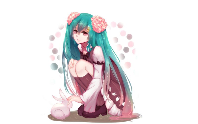 Anime Girl with Rabbit — Cyan