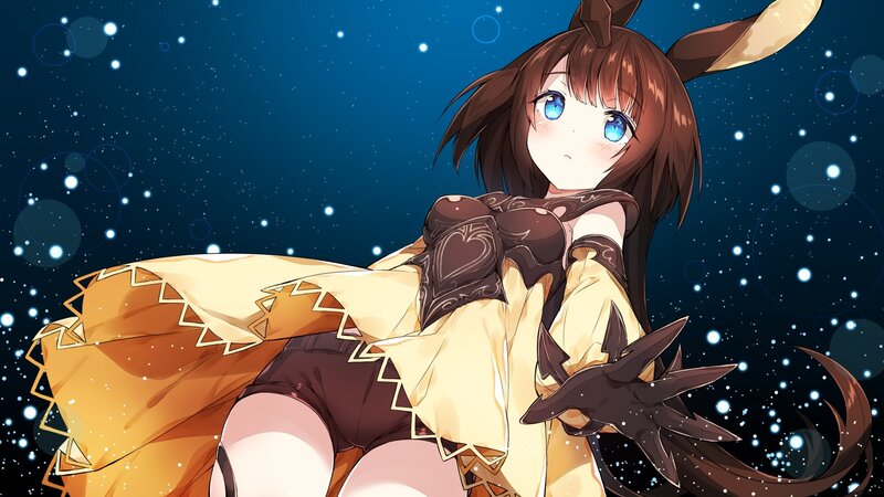 Anime Girl with Rabbit Ears — Blue