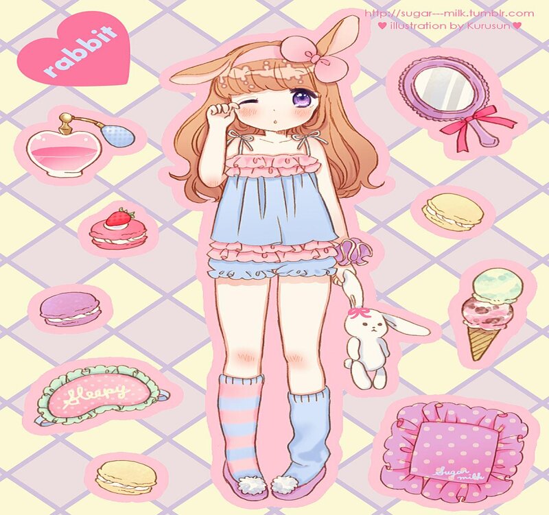 Anime Girl with Rabbit Ears — Pink, Cute
