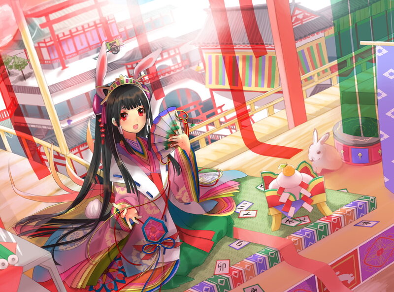Anime Girl with Rabbit Ears — Pink