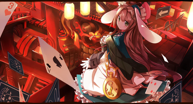 Anime Girl with Rabbit Ears — Red