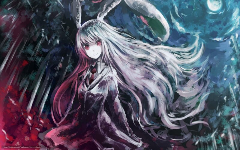 Anime Girl with Rabbit Ears — White