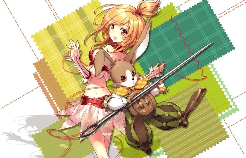 Anime Girl with Rabbit — Green