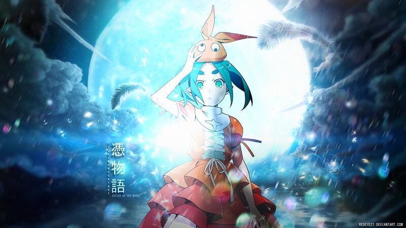 Anime Girl with Rabbit Hat — Blue