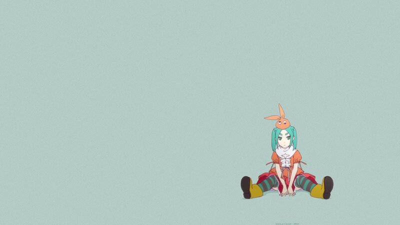Anime Girl with Rabbit Hat — Teal