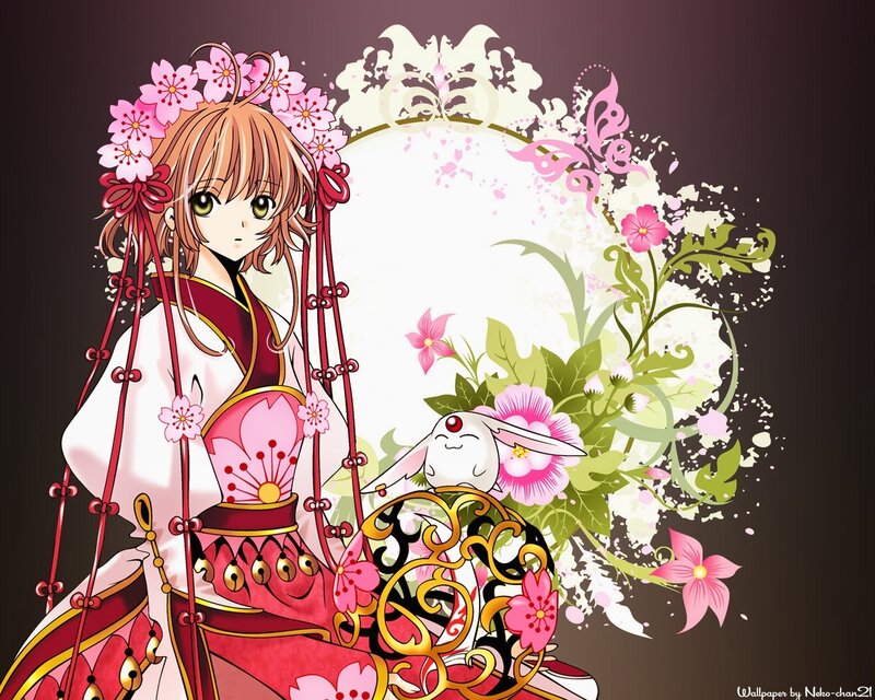 Anime Girl with Rabbit — Pink